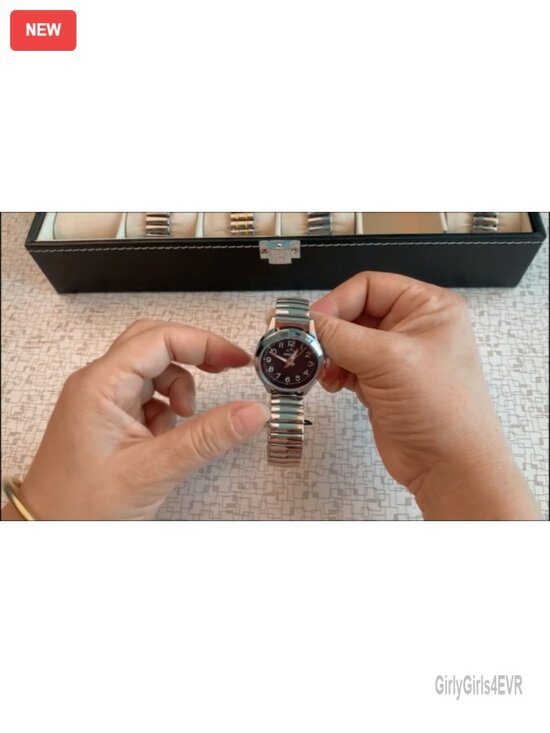Women\'s Stretch Band Watch Easy Reader 30mm Analog Quartz Stainless Steel